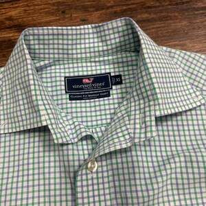 Vineyard Vines Classic Green Plaid Check Long Sleeve Button Down